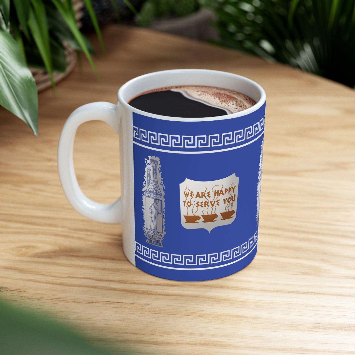 NYC Anthora Greek Coffee Cup - Ceramic Mug 11oz