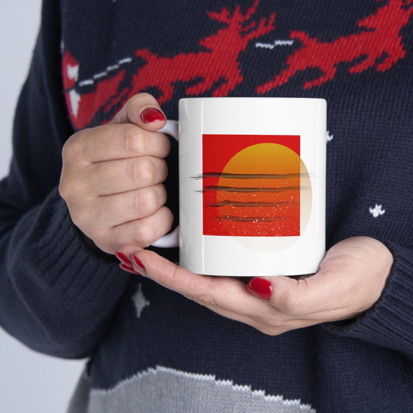 Abstract Sun Ceramic Mug 11oz Double Side