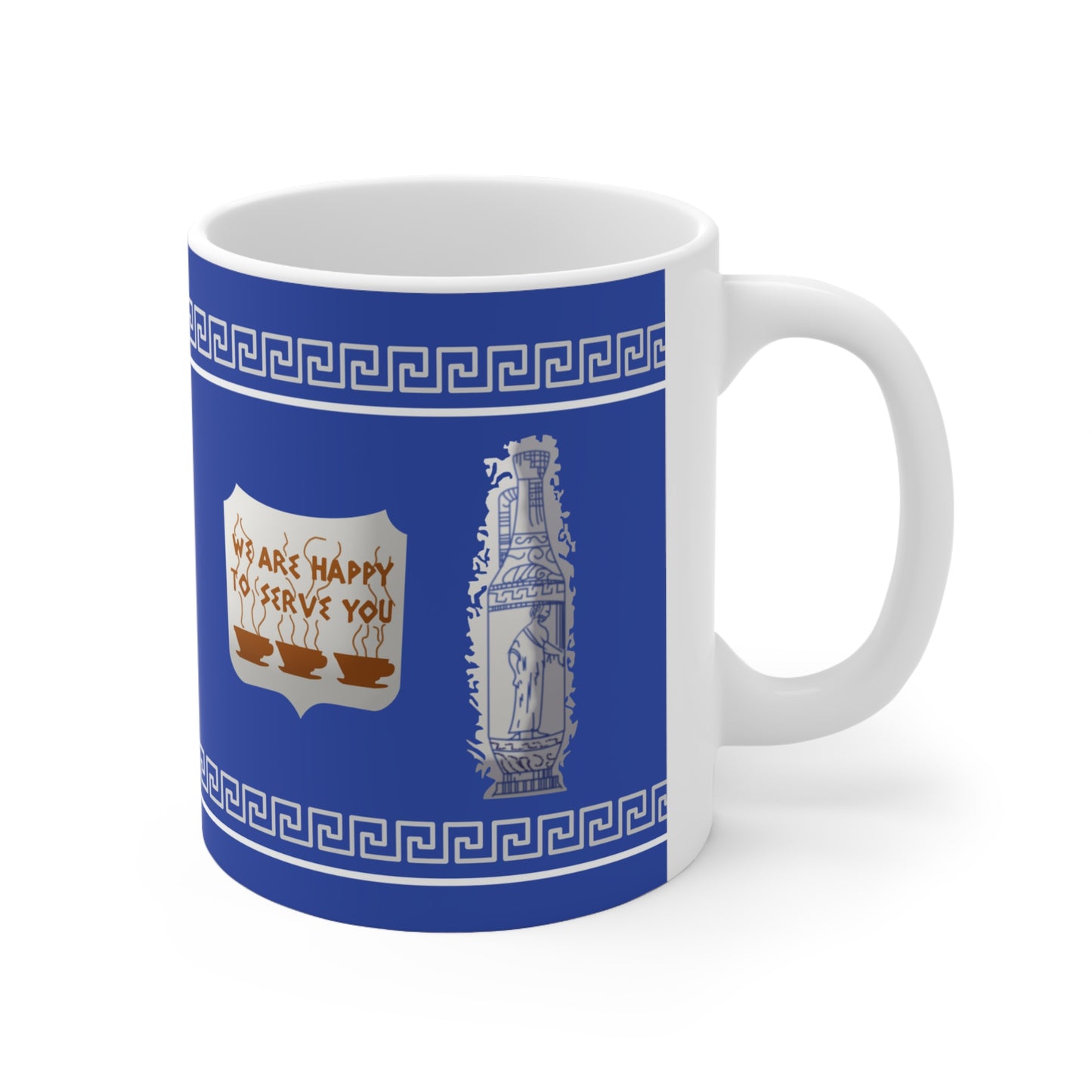 NYC Anthora Greek Coffee Cup - Ceramic Mug 11oz