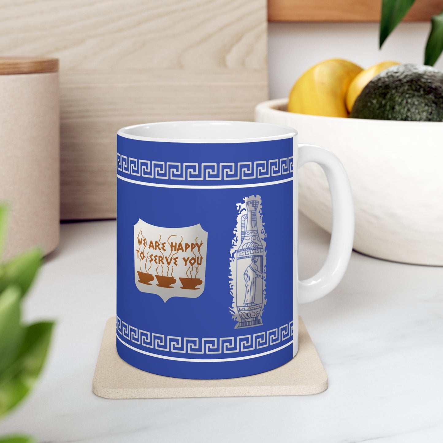 NYC Anthora Greek Coffee Cup - Ceramic Mug 11oz