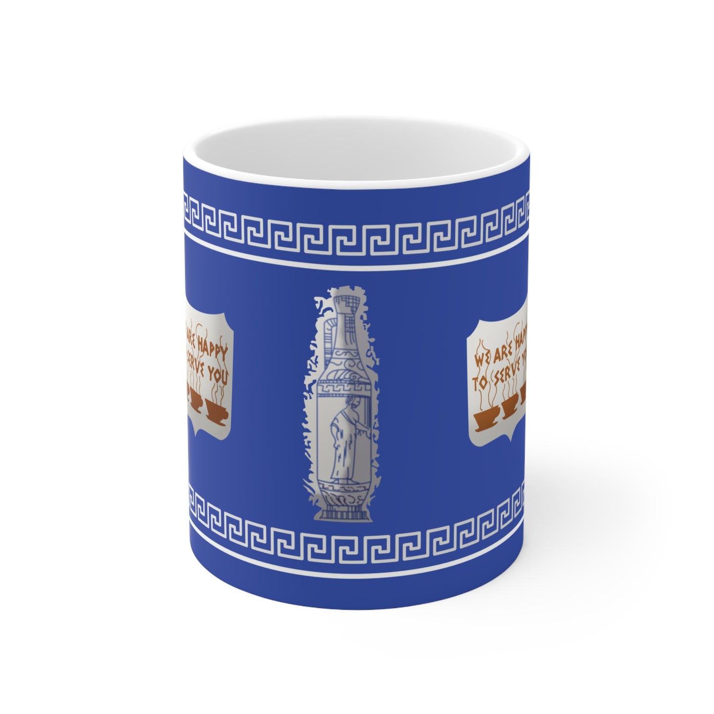 NYC Anthora Greek Coffee Cup - Ceramic Mug 11oz