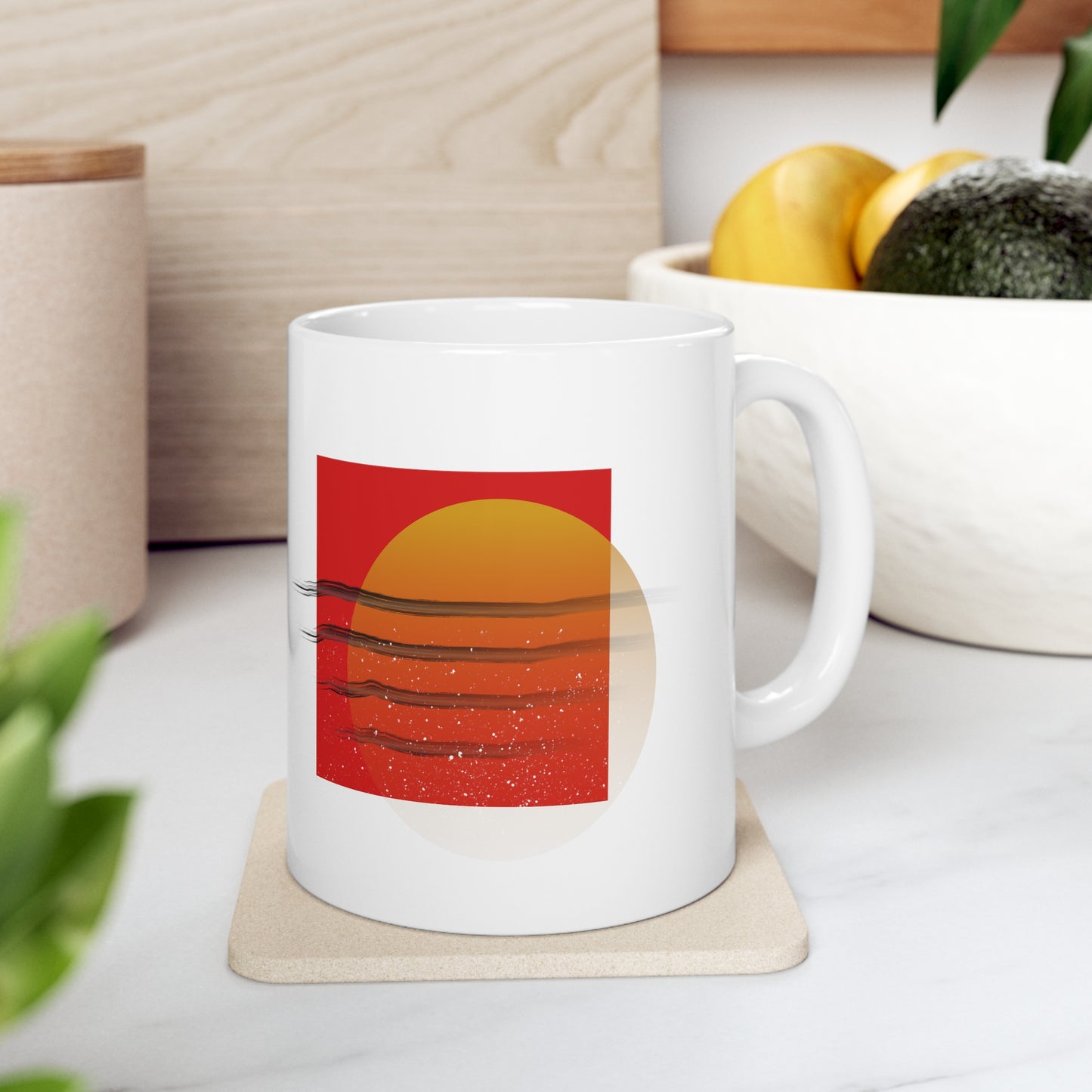 Abstract Sun Ceramic Mug 11oz Double Side