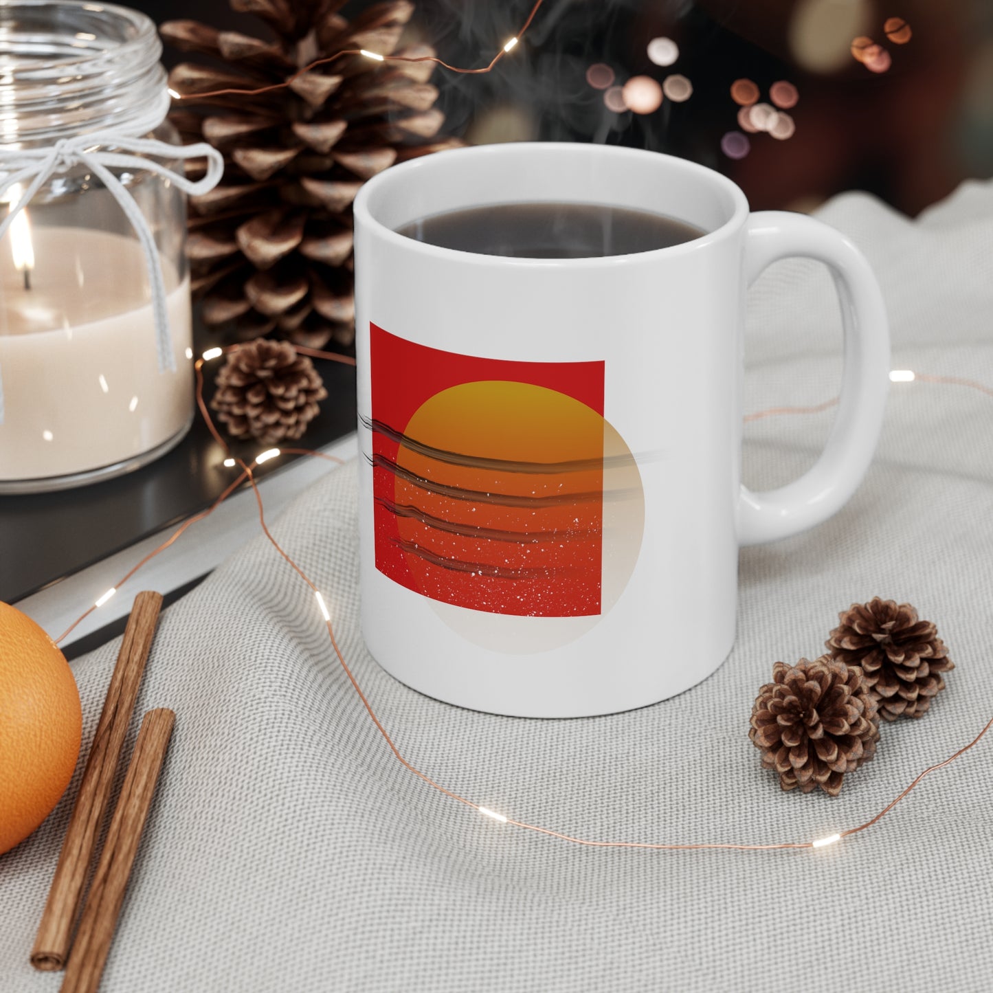 Abstract Sun Ceramic Mug 11oz Double Side