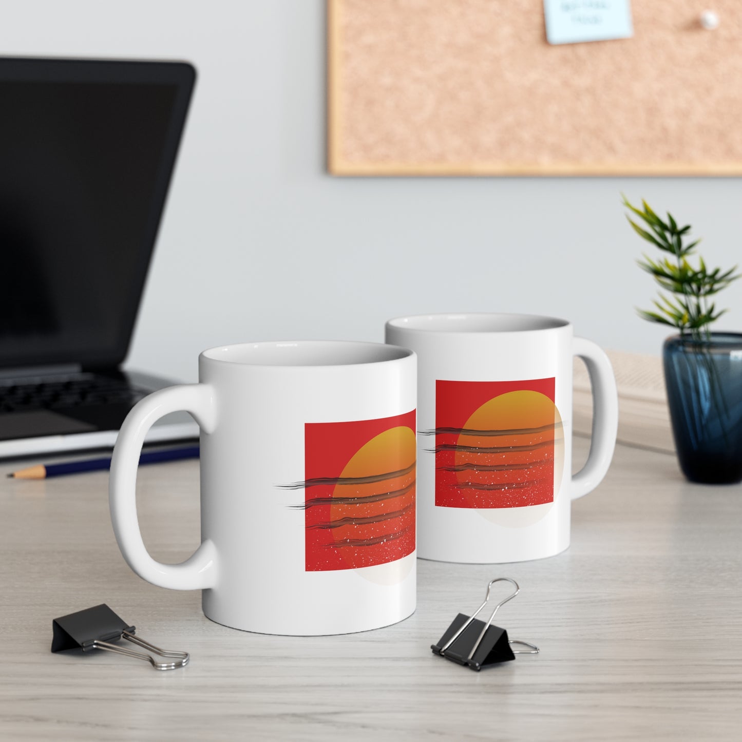 Abstract Sun Ceramic Mug 11oz Double Side