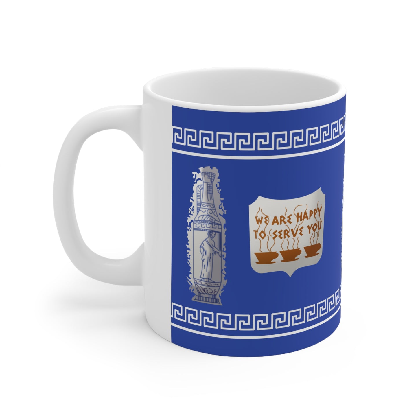 NYC Anthora Greek Coffee Cup - Ceramic Mug 11oz