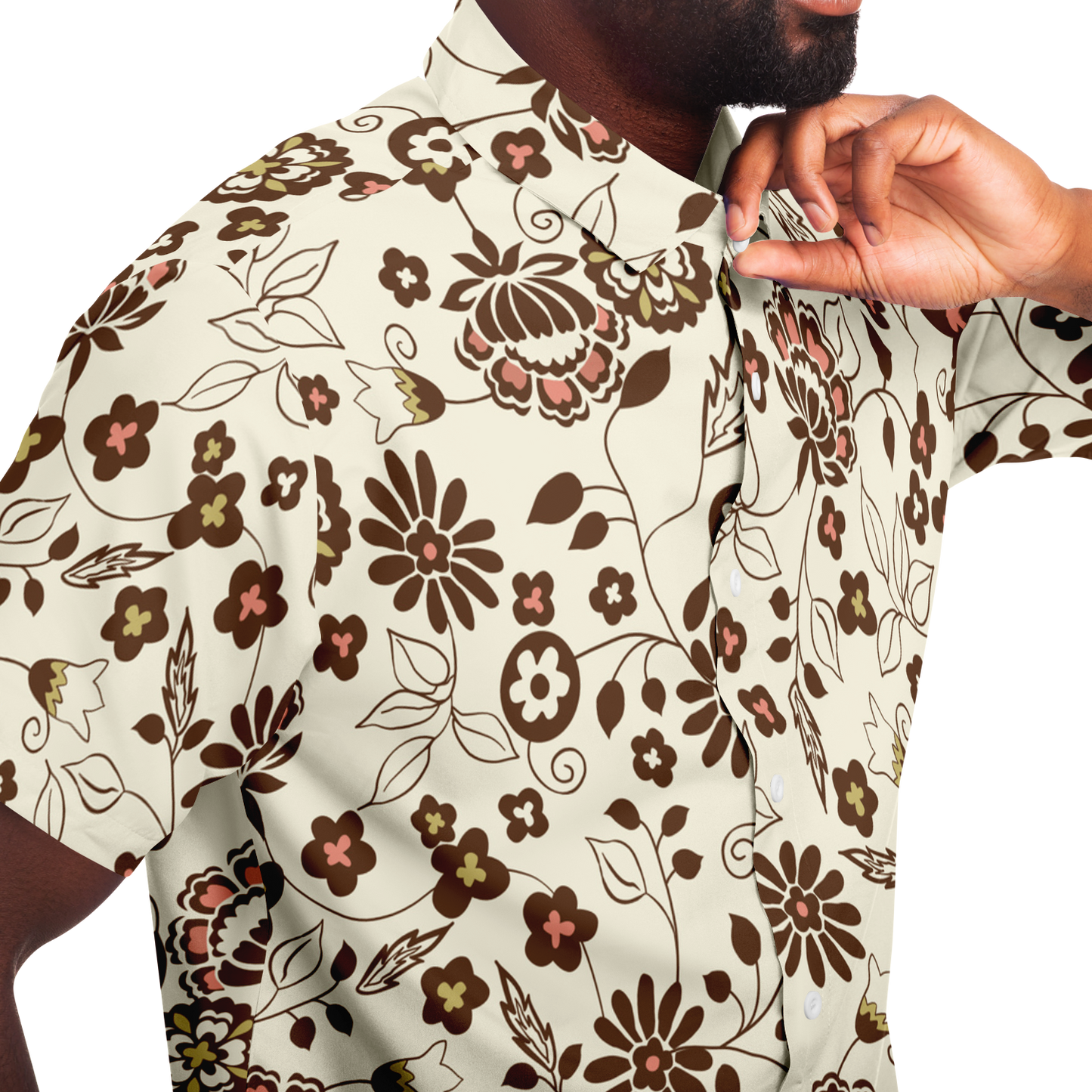 70s Flower Pattern - Short Sleeve Button Down